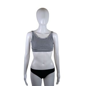 Black & White Striped Bikini Swimming Suit Top Size S